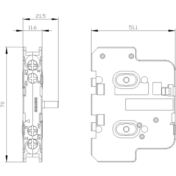 Siemens 3 TY 7561-1 AA00 Apukosketinlohko 1 kpl 1 kpl
