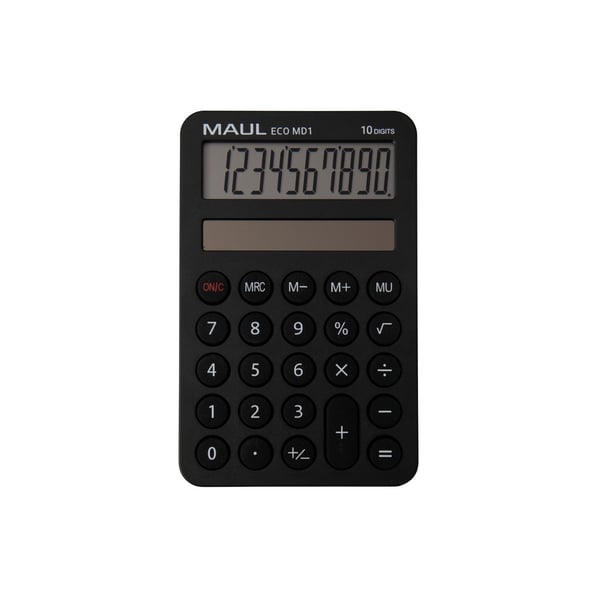 MAUL ECO MD1, Ficka, Grundläggande, 10 siffror, 1 linjer, Solar, Svart