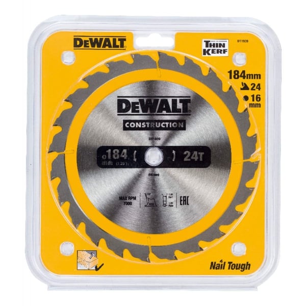 DEWALT DT1939-QZ pyörösahanterä 184 x 16 mm, 24 hammasta