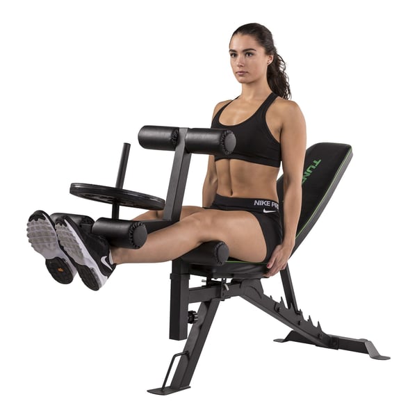 Tunturi UB60, Säädettävä painoharjoittelupenkki, 150 kg, Hamstrings, Nelipäiset reisilihakset, Tasainen ja laskeva, Musta, 600 mm