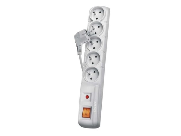 Emos P53874, 5 AC-utganger, 250 V, 50 Hz, 10 A, Grå, 25 ms