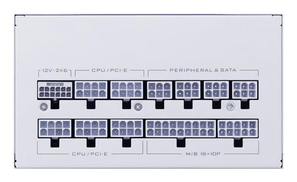 Lian Li SX Series 80 PLUS Platinum PSU, täysin modulaarinen, PCIe 5.1, ATX 3.1 - 850 Watt, valkoinen