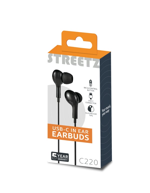 Streetz C220-BLK, Langallinen, Puhelut/Musiikki, 10 g, Kuulokkeet, musta