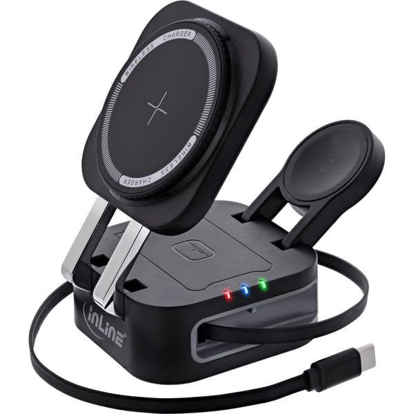InLine 33392T, Innendørs, USB, Trådløs lading, Svart