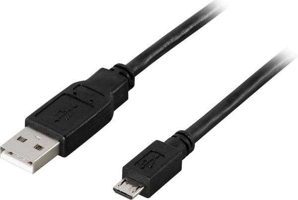 Deltaco USB 2.0 typ A - Micro-B USB, 5-pin, 3m, musta, 3 m, USB A, USB A/Micro-USB B, USB 2.0, Uros/uros, musta