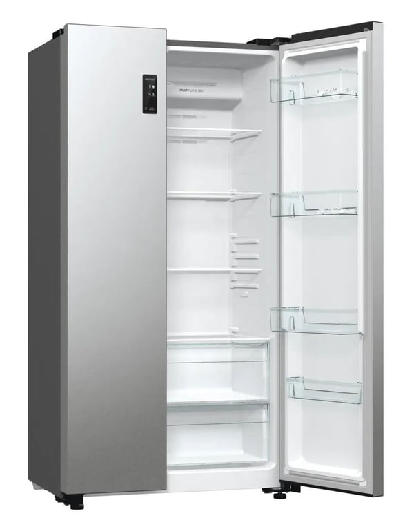Gorenje Advanced NRR9185EAXL - Kylskåp/frys - sida vid sida - bredd: 91.5 cm - djup: 67 cm - höjd: 178.6 cm - 550 liter - Klass E - grå-metallic