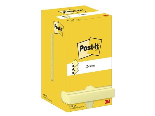 Post-It R330-CY, firkant, Gult, Papir, PEFC, 76 mm, 76 mm