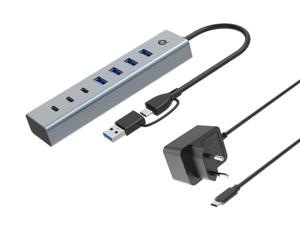 Conceptronic HUBBIES20GP - Hubb - 4 x USB 3.2 Gen 1 + 3 x USB-C 3.2 Gen 1 - skrivbordsmodell