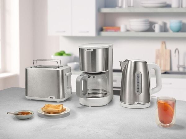 Braun PurShine KF 1500 - Kaffemaskin - 10 kopper - rustfritt stål / hvit