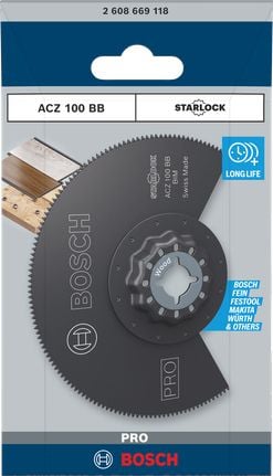 Bosch 2 608 669 118, Segmentert blad, Laminat, Polyvinylklorid (PVC), Tre med spiker, Sort, 10 cm, 1 stykker