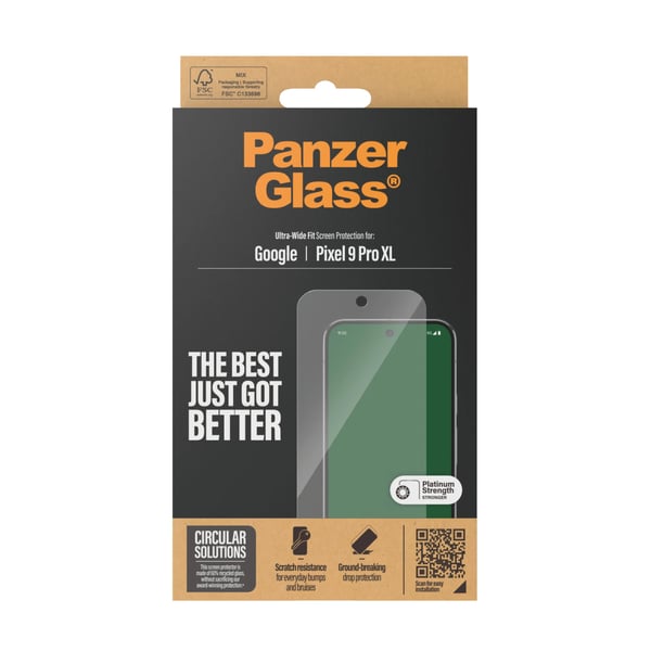 PanzerGlass ® Skärmskydd Google Pixel 9 Pro XL | Ultra-Wide Fit, Google, Google - Pixel 9 Pro XL, torr applicering, reptåligt, stöttåligt, transpar...