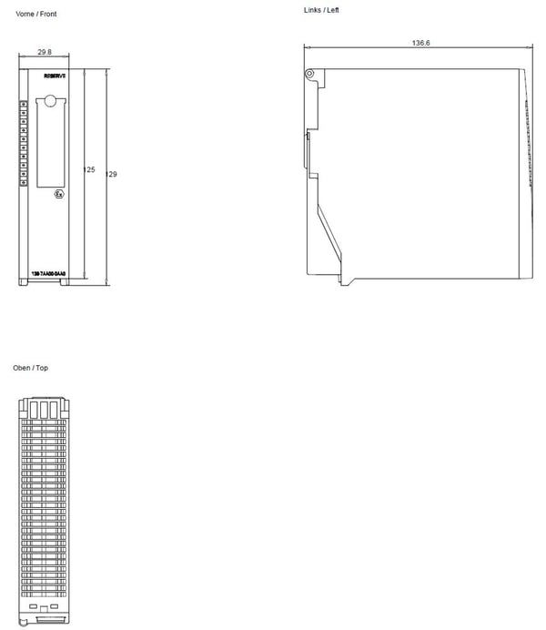 Siemens 6ES71387AA000AA0 6ES7138-7AA00-0AA0 PLC-fläktmodul, 139 mm, 164 mm, 41 mm, 211 g