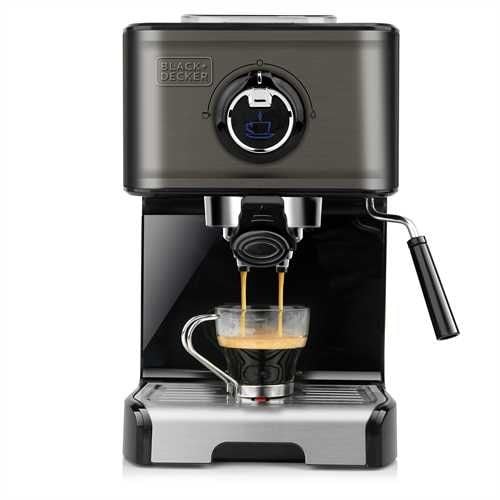 BLACK+DECKER BXCO1200E - Kaffemaskin med melkeskummer - 15 bar