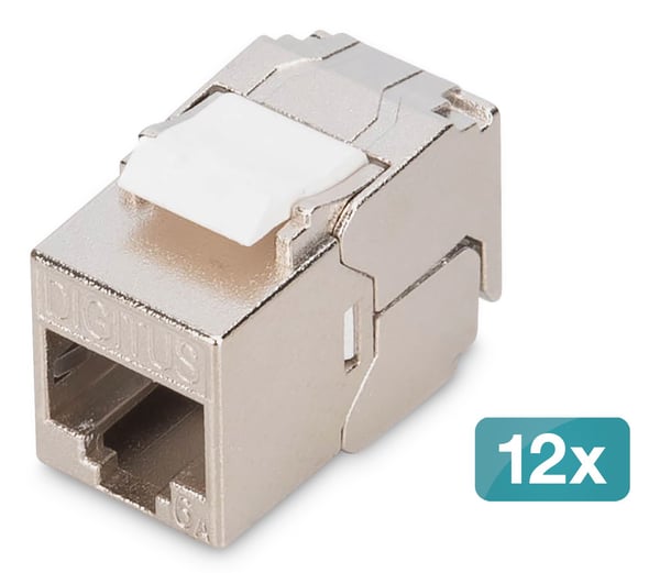 DIGITUS - Modulaariset sisäkkeet - kompakti, työkaluton - CAT 6a - suojattu - RJ-45 (12 kpl)