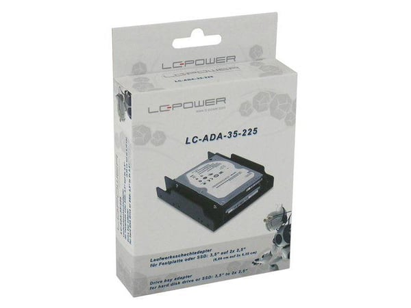 LC-Power LC-ADA-35-225, 2,5/3,5", Etupaneeli, Musta, Muovi, CE, 25 mm