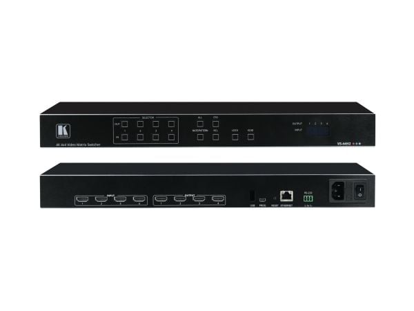 Kramer VS-44H2 4x4 4K HDR HDCP 2.2 Matrix Switcher - Video/audio switch - stasjonær, rackmonterbar