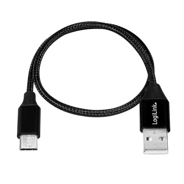 LogiLink CU0143, 0,3 m, USB A, Micro-USB B, USB 2.0, 0,48 Gbit/sek, Svart