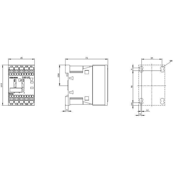 Kontaktor 16A 7,5kW 3P+1NC 24V DC fjäderplint 3RT2018-2BB42