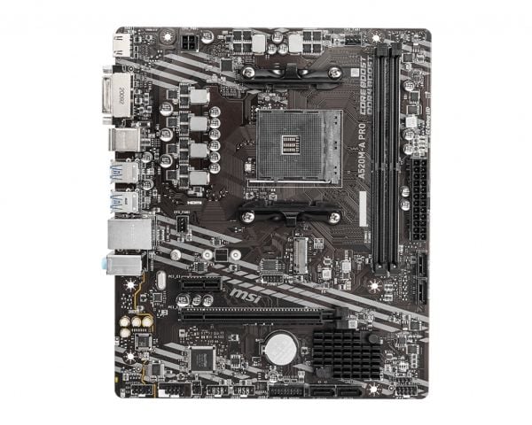 MSI A520M PRO - Moderkort - micro ATX - Socket AM4 - AMD A520 Chipuppsättning - USB 3.2 Gen 1 - Gigabit LAN - inbyggda grafiken (CPU krävs) - HD-lj...