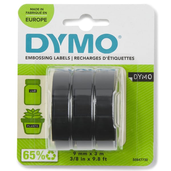 DYMO® 3D-präglingsband 9mm x 3m svart självhäftande - (3 st.)