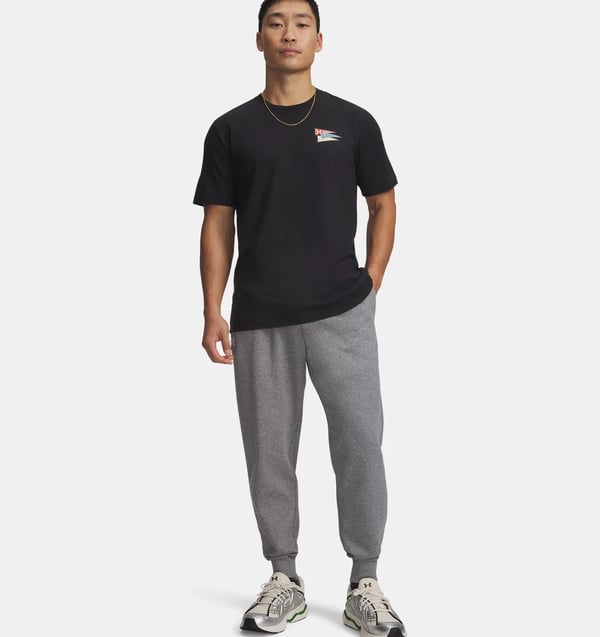 Under Armour UA Rival Fleece, Treningsbukser, Hankjønn, Grå, Voksen, Light Heather / White, Monokromatisk