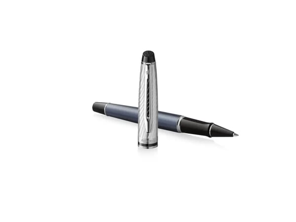 Waterman Expert Deluxe, Grå, Metallisk, Sort, Lakk, Fint, Ambidekstriøs, Gave boks