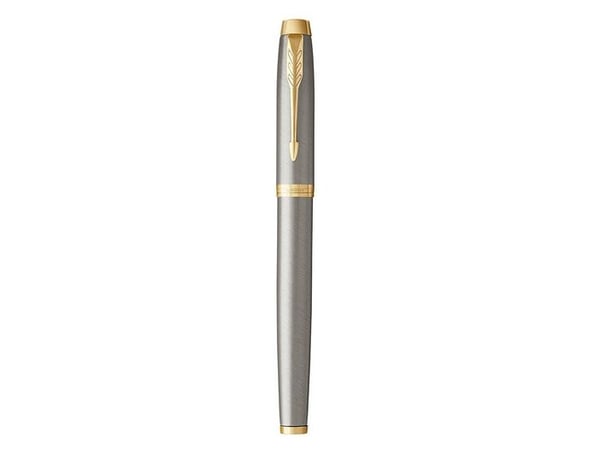 Parker IM, Børstet stål, Fyllesystem med patron, Blå, Aluminium, Messing, Metall, Rund spiss, Rustfritt stål