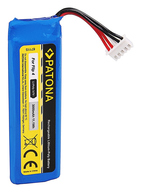 PATONA 6711, Oppladbart batteri, Blå, JBL, Flip 4, Lithium-Ion (Li-Ion), 3000 mAh