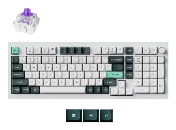 Keychron Q5 HE QMK, Ledning & Trådløs, USB + RF Wireless + Bluetooth, Magnetic-mechanical key switch, QWERTY, RGB LED, Hvit
