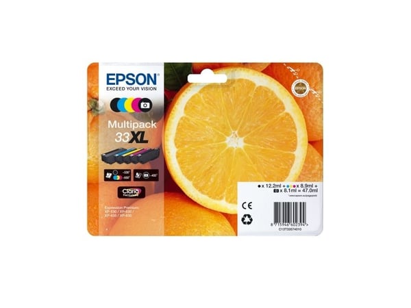 Epson Oranges 33 Appelsiinit Claria Premium, moniväripakkaus, 5 väriä, Perusvärintuotto, Musta, Valokuva musta, Syaani, Magenta, Keltainen, Väriain...