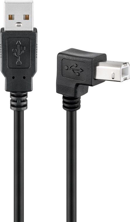 Goobay USB 2.0 AB 100 R/A HiSpeed,1m, 1 m, USB A, USB B, uros/naaras, musta