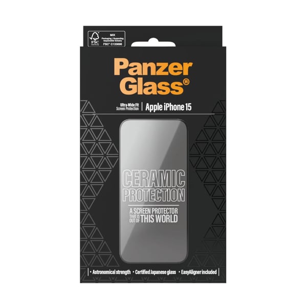 PanzerGlass Ceramic Protection - Matkapuhelimen näytönsuoja - erittäin leveä istuvuus EasyAlignerilla - lasi - kehyksen väri musta - Apple iPhone 1...