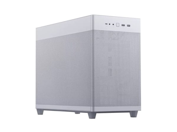 ASUS Prime AP201 - Litet torn - micro ATX - genomskinlig sidopanel (härdat glas) - ingen strömförsörjning - vit - USB/ljud