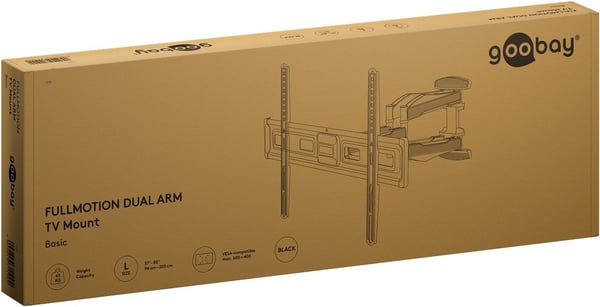 Goobay 71199, 200 x 200 mm, 600 x 400 mm, -12 - 3°, -60 - 60°, Stål, Svart