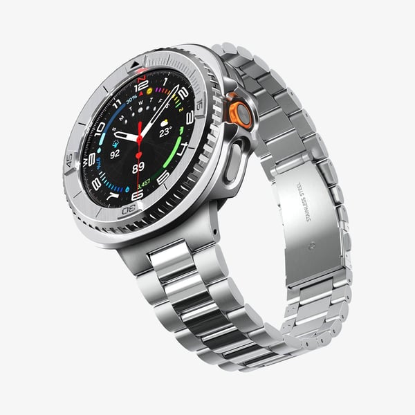 Spigen Bezel Tune Pro, Fodral, Smartwatch, Silver, Samsung, Galaxy Watch 8 Classic (46mm), Polykarbonat, Rostfritt stål