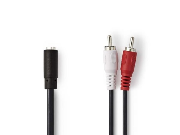 Nedis CAGB22255BK02, 2 x RCA, Hankjønn, 3.5mm, Hunkjønn, 0,2 m, Sort