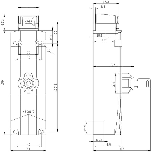 Siemens turva-asentokytkin 3SE5322-0SE23 1 kpl (3SE53220SE23)