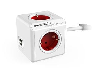 Allocacoc PowerCube extended usb - strömfördelningsenhet - AC 230 V - ingång, ingång CEE 7/7 - utgångsanslutningar: 6 (2 x USB, 4 x plugg typ F)