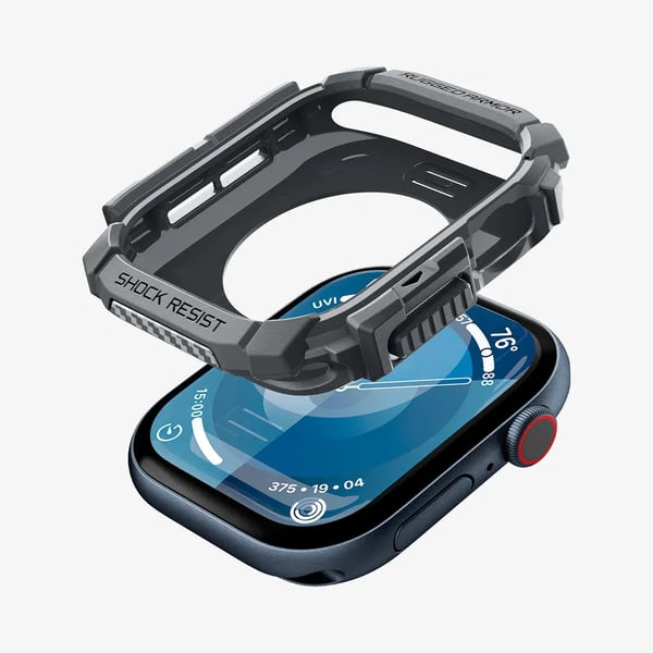 Spigen Rugged Armor, Box, SmartWatch, Tummanharmaa, Apple, Apple Watch 10 (42mm), Termoplastinen polyuretaani (TPU)