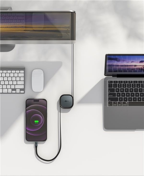 Goobay 77424 USB-C til USB-C-kabel 1 m 0,48 Gbit/s uttrekkbar, svart-sølv