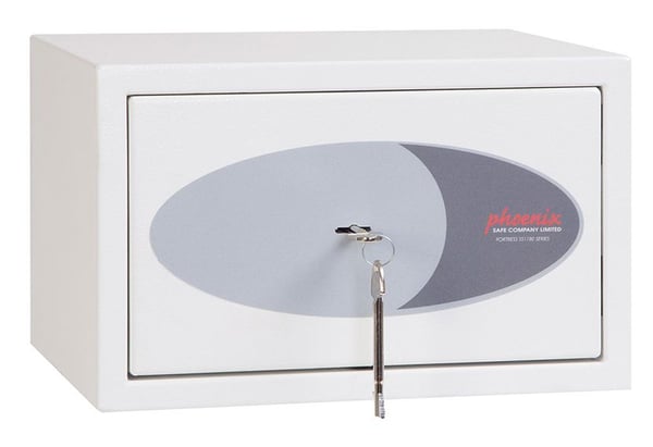 Phoenix Safe Co. Fortress SS1181K, Frittstående safe, 7 l, Hvit, Nøkkel, Stål, Gulv/vegg