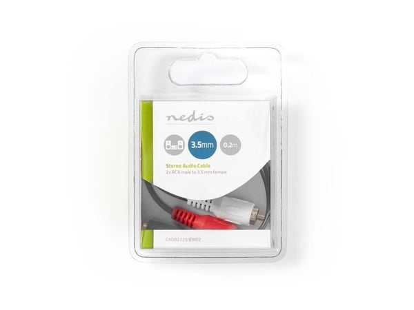 Nedis CAGB22255BK02, 2 x RCA, Hankjønn, 3.5mm, Hunkjønn, 0,2 m, Sort