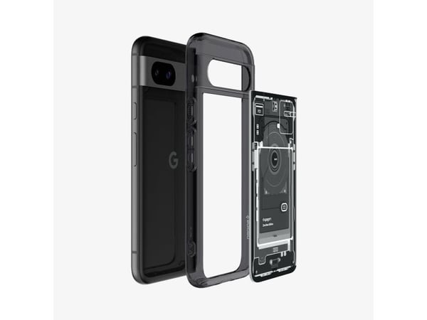 Spigen Ultra Hybrid Zero One, Suojus, Google, Pixel 8a, 15,5 cm (6.1"), musta, Harmaa