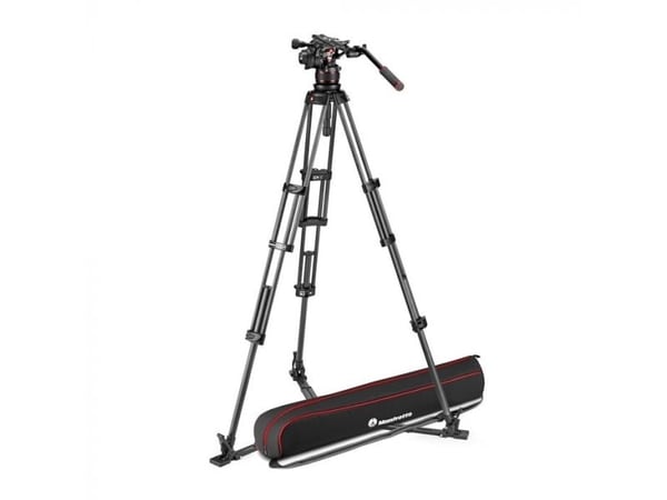 Manfrotto Twin Carbon -jalusta, jossa on 612-alakulmainen levityspää