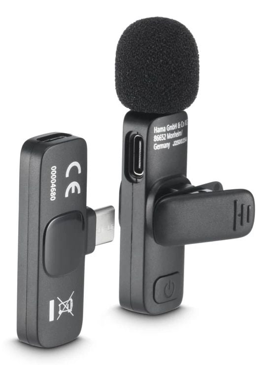 Hama Smart Wireless, Lavalier-/langaton mikrofoni, -38 dB, 80 - 16000 Hz, 2200 O, Suuntaukseton, Langaton