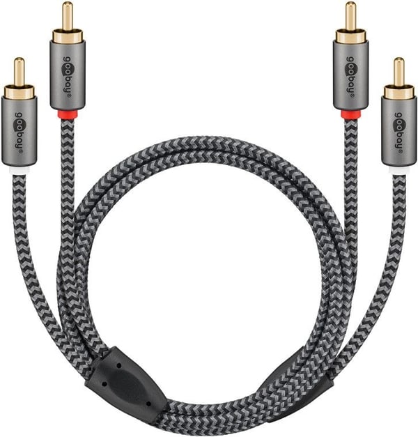 Goobay 65295, 2 x RCA, Uros, 2 x RCA, Uros, 5 m, musta, Hopea