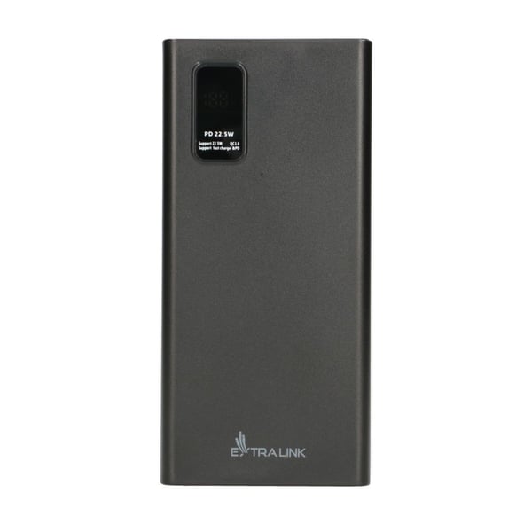 Extralink EPB-067B - Powerbank - 10000 mAh - 22,5 Watt - 4,5 A - Pikalataus - 3 ulostuloa (24-nastainen USB-C, 2 x 9-nastainen USB-tyyppi A) - laji...