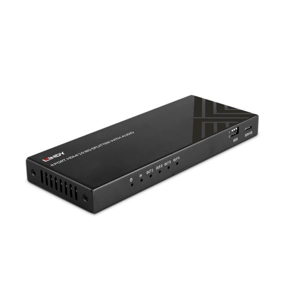Lindy 38535, HDMI, 4x HDMI, 3,5 mm, 7680 x 4320 pikseliä, musta, Metalli