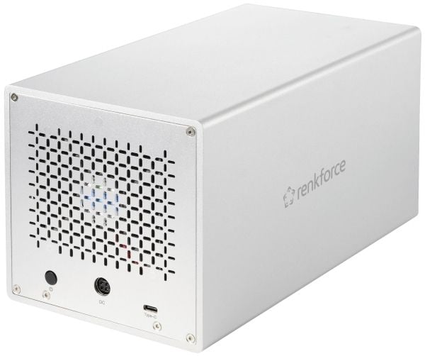 Renkforce RF-5587610 SATA-kiintolevykotelo Asemapaikkojen määrä: 4 paikkaa 2,5 tuumaa, 3,5 tuumaa Sisältää 80 mm tuulettimen Alumiininen kotelo USB...
