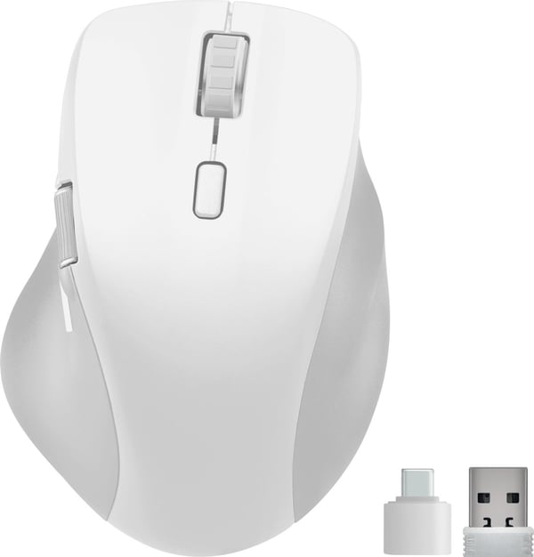 SPEEDLINK LIBERA Rechargeable Mouse, högerhand, Optisk, Trådlös RF + Bluetooth, 3200 DPI, Vit